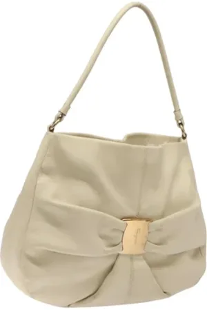 Salvatore Ferragamo Pre-owned, Dame, Hvid, ONE SIZE, Uld, Pre-owned Laeder hndtasker