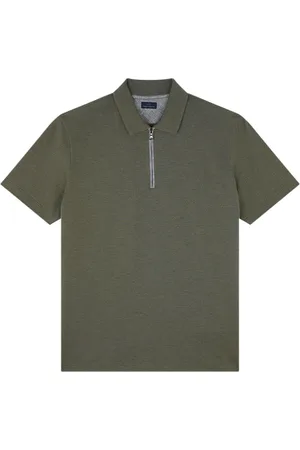 Paul & Shark Top, Herre, Grøn, 2XL, Bomuld, Piqué bomuldspolo med lynlås og linned