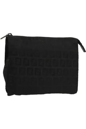 Fendi Pre-owned, Dame, Sort, ONE SIZE, Tyl, Pre-owned Canvas pouches