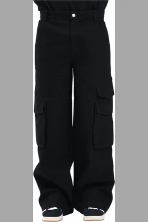GCDS Jeans, Herre, Sort, L, Læder, Sort Cargo Jeans Urban Stil