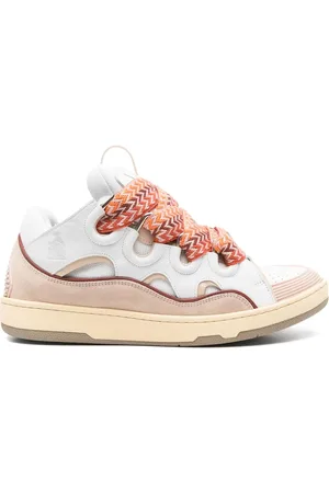Lanvin Sko, Herre, Flerfarvet, 37 EU, Hvid Snøresneaker med Perforeret Tåboks