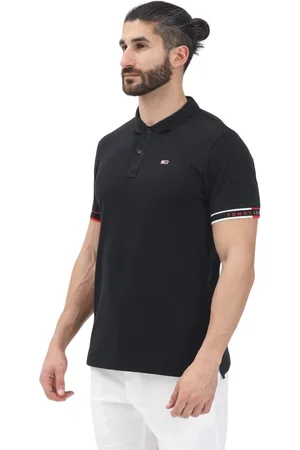 Tommy Hilfiger Top, Herre, Sort, 2XL, Bomuld, Sort Polo med Broderet Logo