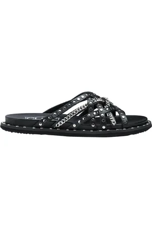 Cult Sko, Dame, Sort, 37 EU, Læder, Sort læder dame slide sandaler