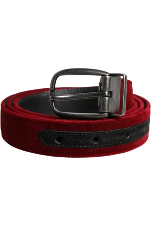 Dolce & Gabbana Tilbehør, Herre, Sort, 90 CM, Bomuld, Rød Velvet Sort Metal Logo Bælte