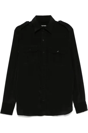 Tom Ford Skjorte, Herre, Sort, 2XL, Sort Skjorte med Lommer og Knapper