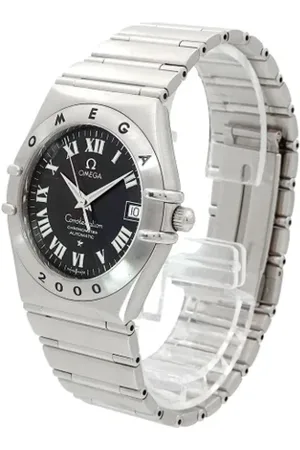 Omega Pre-owned, Dame, Sort, ONE SIZE, Tyl, Pre-owned Rustfrit stal watches
