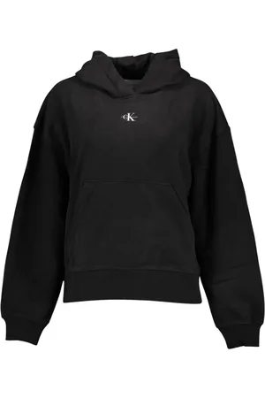 Calvin Klein Sweathshirts & Hoodies, Dame, Sort, 2XL, Bomuld, Børstet Sort Bomulds Hættetrøje