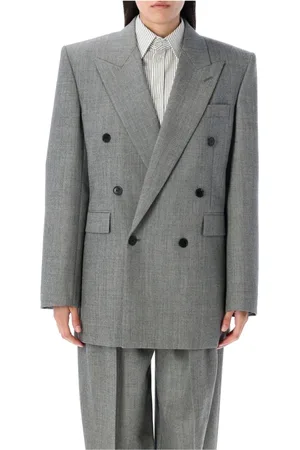 Saint Laurent Jakke, Dame, Grå, XS, Uld, Elegant Uldtwilljakke Sort Grå