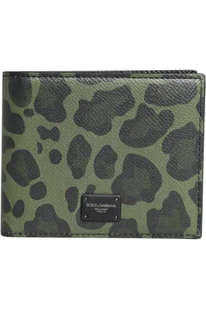 Dolce & Gabbana Tilbehør, Herre, Flerfarvet, ONE SIZE, Læder, Sort Grøn Læder Bifold Kortholder