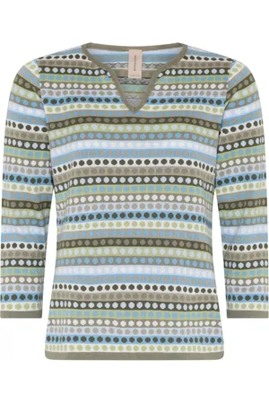 Skovhuus Strik, Dame, Flerfarvet, M, Bomuld, Plettet 3/4 Ærme Pullover Bluse