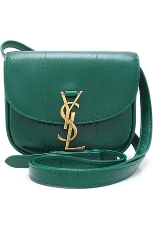 Saint Laurent Pre-owned, Dame, Grøn, ONE SIZE, Uld, Pre-owned Laeder skuldertasker