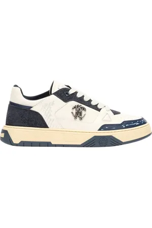 Roberto Cavalli Sko, Herre, Flerfarvet, 46 EU, Farveblok Slange Monogram Sneakers