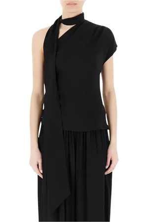 Mauro Grifoni Top, Dame, Sort, 2XS, Uld, Silke One-Shoulder Top med Tørklæde