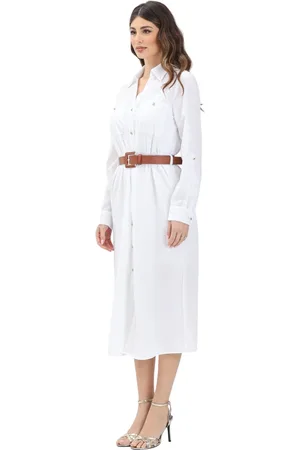 ONLY Kjole, Dame, Hvid, L, Hvid Skjortekjole Elegant Midi