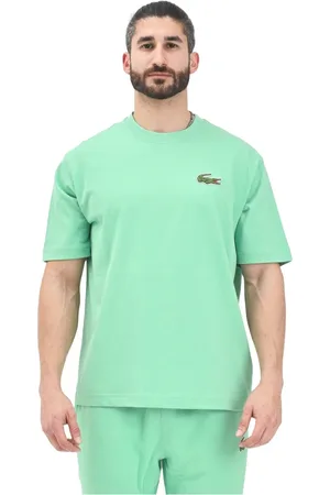 Lacoste Top, Herre, Grøn, L, Bomuld, Grøn T-shirt Loose Fit Stor Krokodille