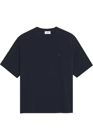 Maison Kitsuné Top, Herre, Blå, XL, Bomuld, Blå Fox Head T-shirt