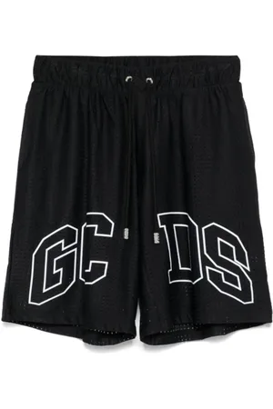 GCDS Badetøj, Herre, Sort, M, Sort sporty shorts med perforeret stof