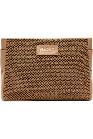 Max Mara Taske, Dame, Brun, ONE SIZE, Uld, Brun Vævet Flad Clutch Tiro Model