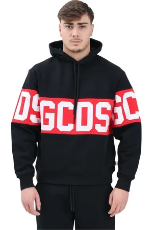 GCDS Sweathshirts & Hoodies, Herre, Sort, M, Sort hættetrøje med rød bånd