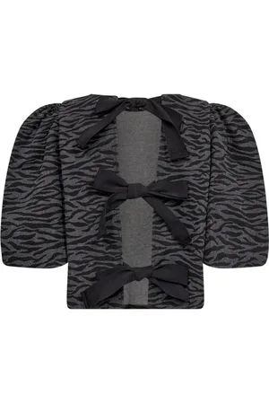 Co`Couture Bluser & Skjorter, Dame, Sort, L, ZebraCC Bow Bluse