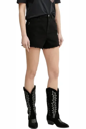 Patrizia Pepe Shorts, Dame, Sort, W28, Denim, Sort Denim Shorts med Unikke Detaljer