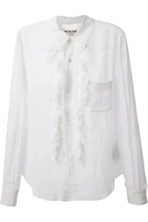 Comme des Garçons Bluser & Skjorter, Dame, Hvid, M, Bomuld, Hvid Ruffle Bluse Skjorte