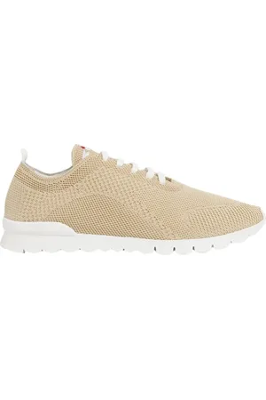 Kiton Sko, Herre, , 40 1/2 EU, Stråfarvet Strikket Stof Sneakers