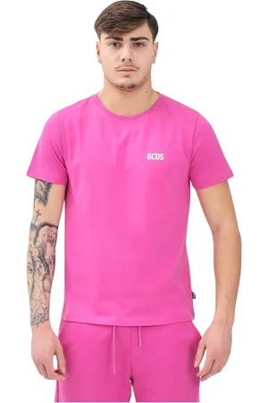 GCDS Top, Herre, Lyserød, L, Bomuld, Fuchsia Kortærmet T-shirt