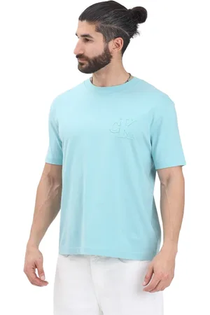 Calvin Klein Top, Herre, Grøn, M, Bomuld, Minimalistisk Grøn Kortærmet T-shirt
