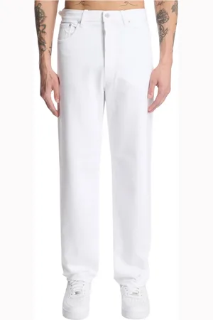 haikure Jeans, Herre, Hvid, W35, Bomuld, Jeans med bredt lige ben og justerbar talje