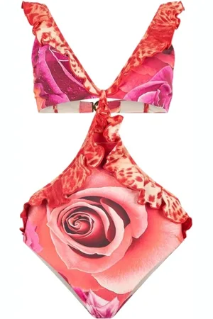 Roberto Cavalli Badetøj, Dame, Lyserød, S, Rose & Cheetah Trikini Badedragt