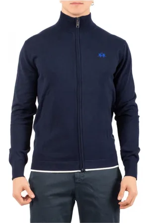 La Martina Sweathshirts & Hoodies, Herre, Blå, L, Uld, Stilfuld Polo Skjorte