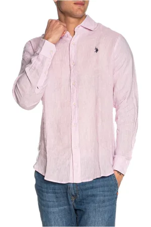 U.S. Polo Assn. Skjorte, Herre, Lyserød, M, Linned, Rosa Klassisk Linnedskjorte Slim Fit