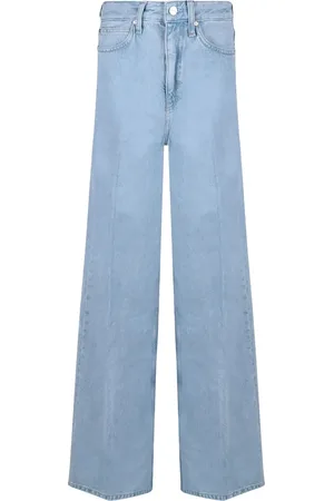Calvin Klein Jeans, Dame, Blå, W32 L32, Bomuld, Højtaljede Brede Ben Jeans