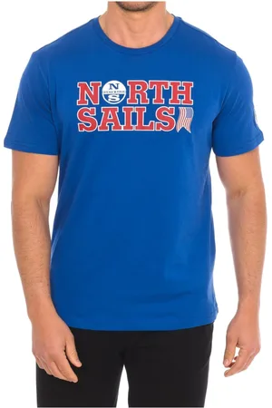 North Sails Top, Herre, Blå, L, Bomuld, Kortærmet T-shirt med Brand Print