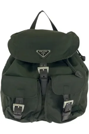 Prada Pre-owned, Dame, Grøn, ONE SIZE, Uld, Pre-owned Canvas rygsaekke