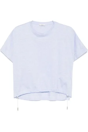 PESERICO SIGN Top, Dame, Blå, M, Bomuld, Blå Crew Neck T-Shirt Kvinder