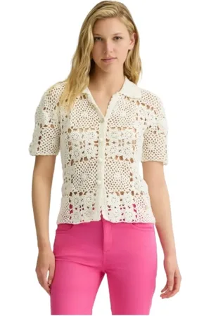 Liu Jo Strik, Dame, Hvid, L, Bomuld, Hæklet bluse med boheme chic stil