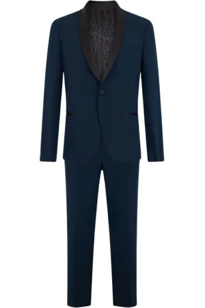 Roberto Cavalli Jakkesæt, Herre, Blå, 2XL, Enkeltknap jakkesæt med sjalskrave
