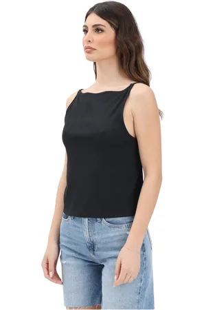 Calvin Klein Top, Dame, Sort, M, Nylon, Sort Ribbet Tank Top