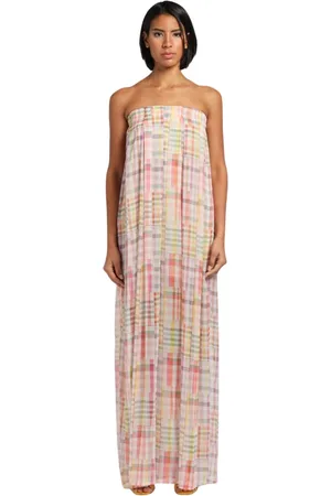 SEMICOUTURE Kjole, Dame, Lyserød, XS, Tjek Print Stropløs Jumpsuit