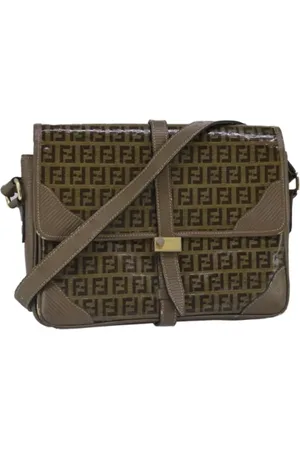 Fendi Pre-owned, Dame, Brun, ONE SIZE, Uld, Pre-owned Canvas fendi-tasker