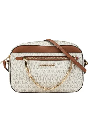 Michael Kors Pre-owned, Dame, Hvid, ONE SIZE, Uld, Pre-owned Canvas crossbody-tasker