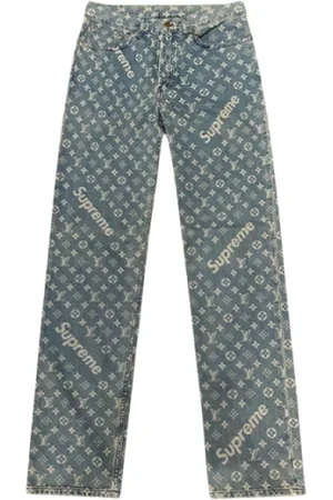 LOUIS VUITTON Jeans, Herre, Blå, W32, Denim, 2017 Jacquard Jeans x Supreme