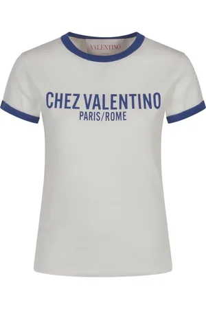 VALENTINO Top, Dame, Hvid, M, Bomuld, Chez Print Bomuld T-shirt