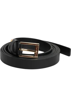 Dolce & Gabbana Tilbehør, Dame, Sort, 95 CM, Uld, Sort læder guld spænde bælte