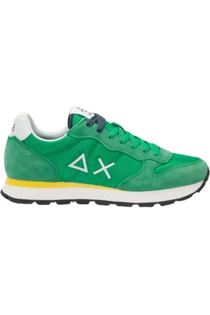 sun68 Sko, Herre, Grøn, 44 EU, Sneakers i solid stof og ruskind