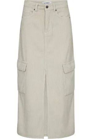 Co`Couture Nederdel, Dame, Hvid, S, Uld, Corduroy Slit Nederdel Off