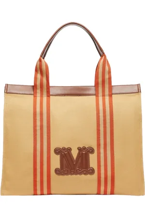 Max Mara Taske, Dame, Brun, ONE SIZE, Bomuld, Beige Canvas Shopper Taske Palau