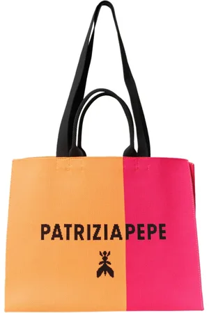 Patrizia Pepe Taske, Dame, Flerfarvet, ONE SIZE, Uld, Orange Strik Shopper Taske med Farveblok Design